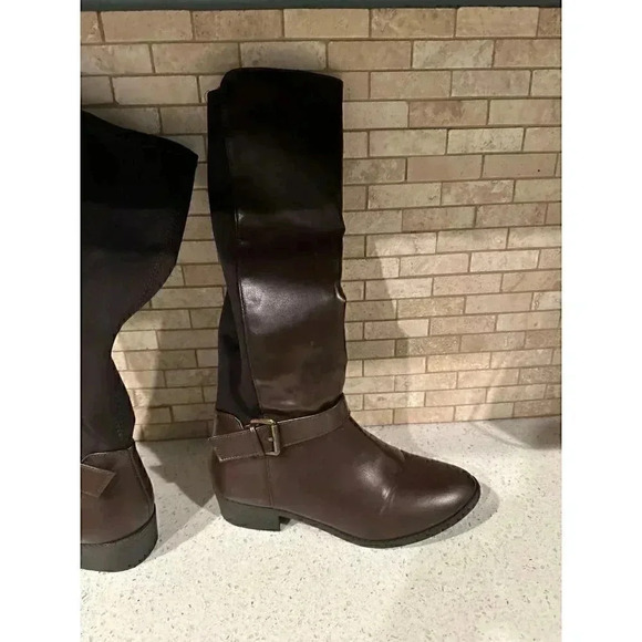 Ram-Ivey" Faux Leather Knee High Boots, brown size 7.5 h2 - Picture 6 of 6